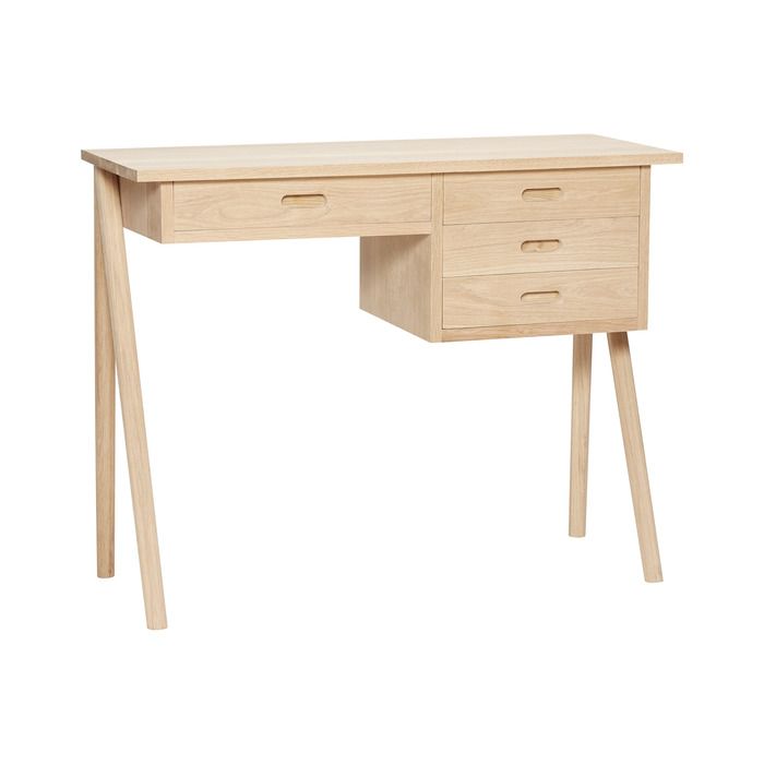 Hübsch Holz-Schreibtisch mit Schubladen 100x40x75cm Eiche natur